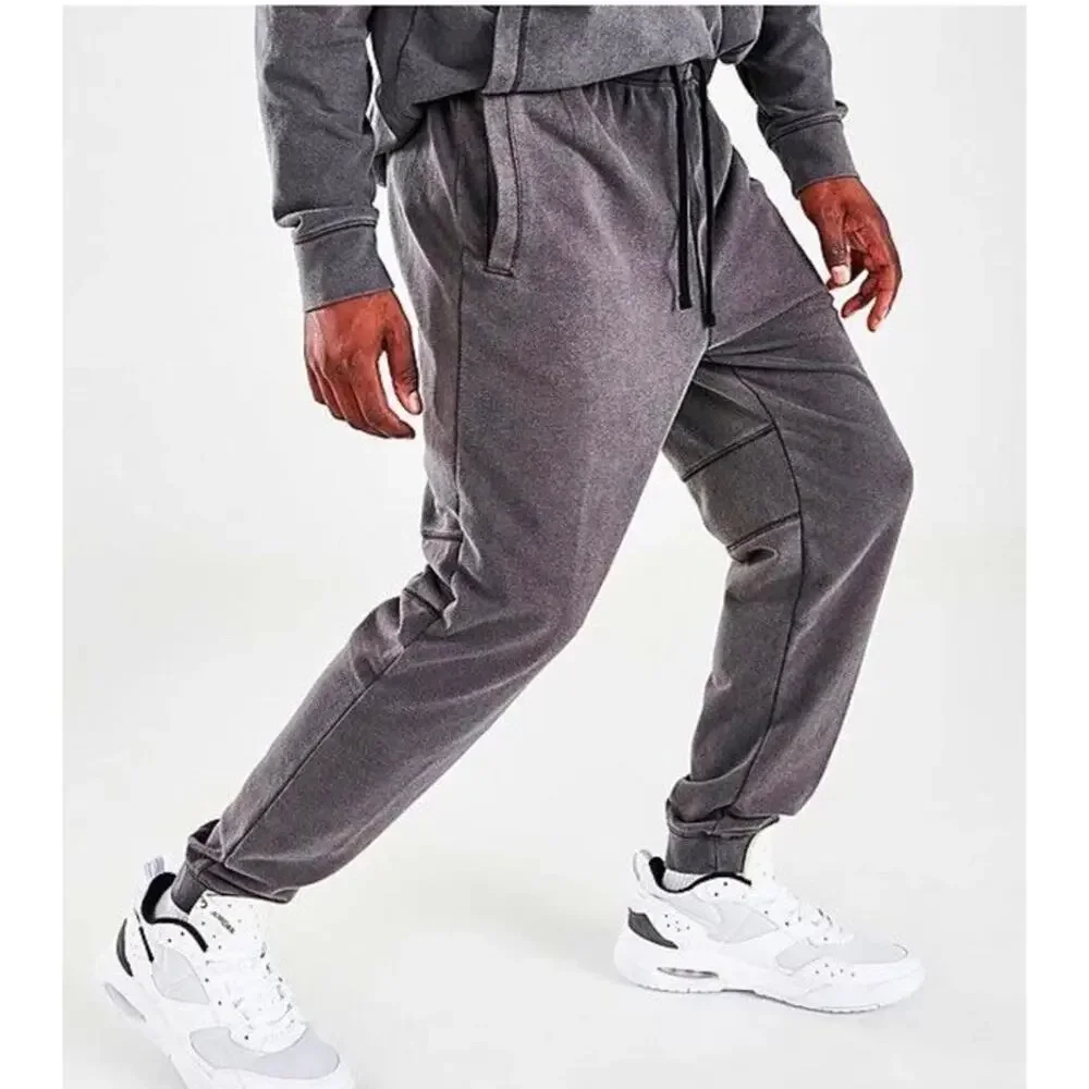 Air Jordan Pants Mens M Grey Dri-Fit Slim Fleece Jogger Charcoal Cozy Gym Casual